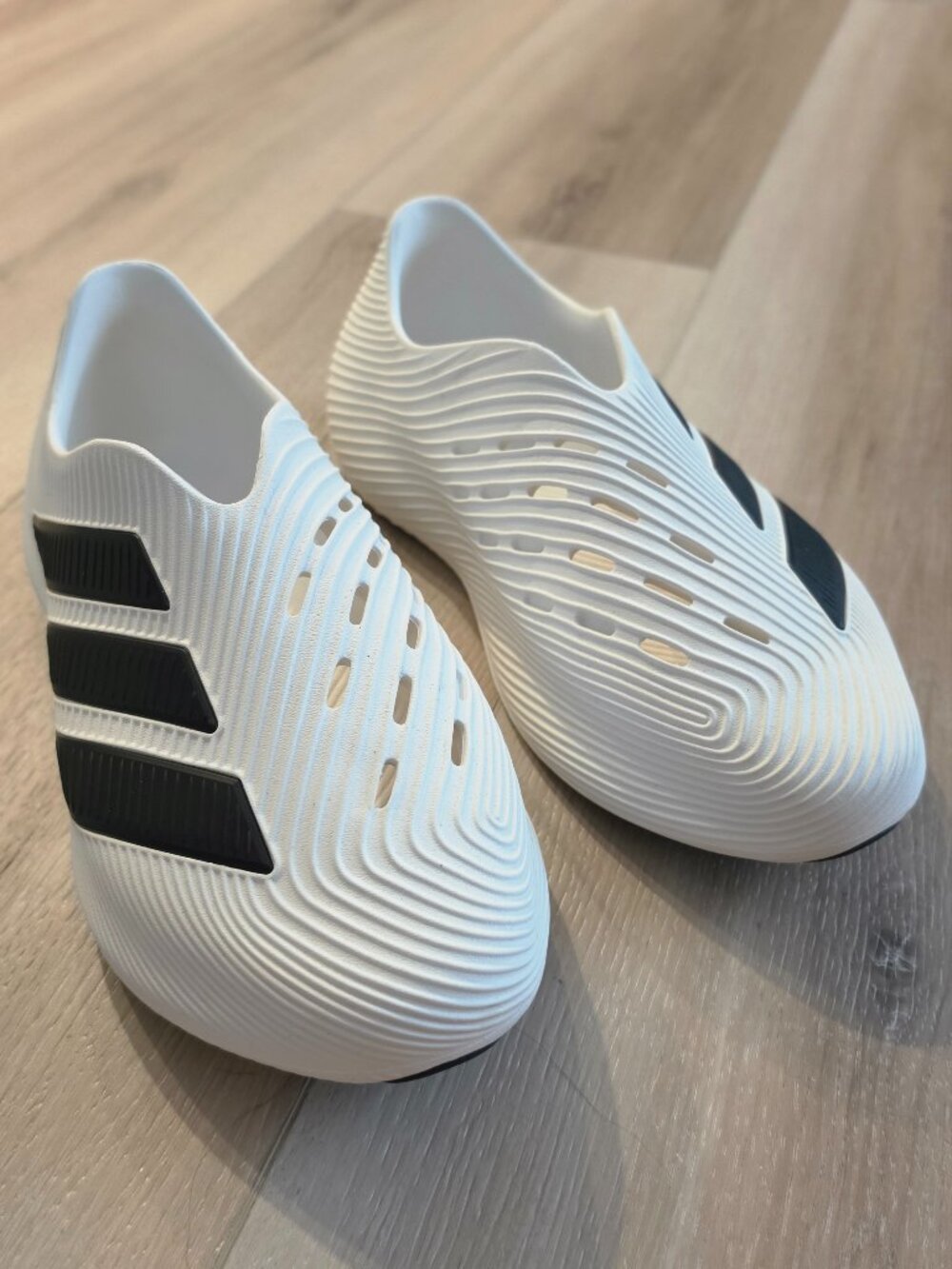 adidas White and Black Slip-On Loafers